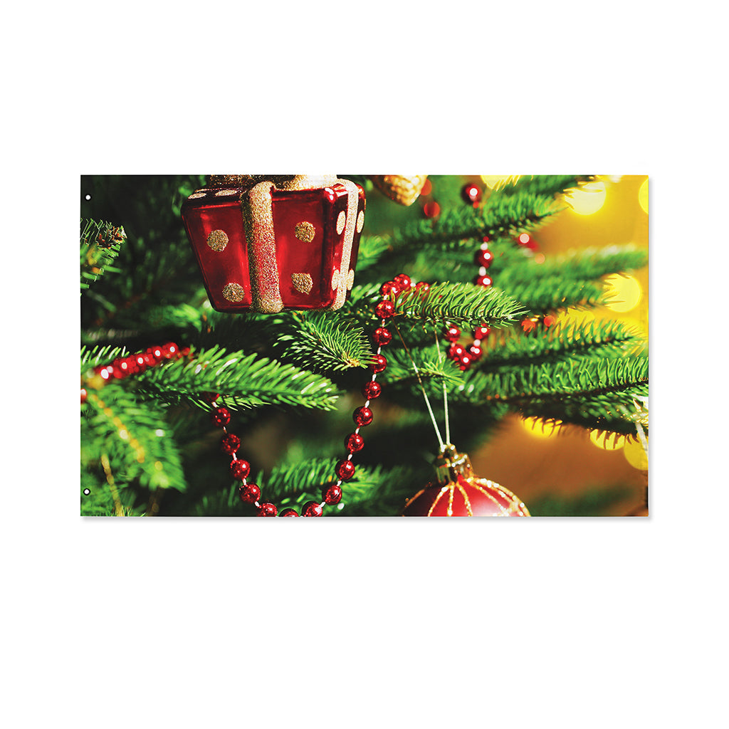 Xmas Tree Print Polyester Flag