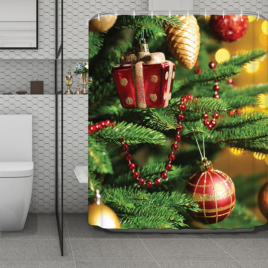 Xmas Tree Print Polyester Shower Curtain