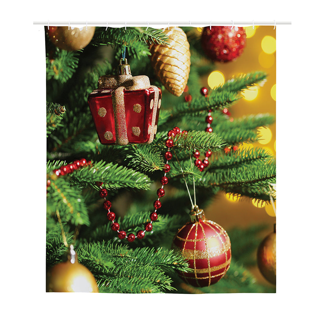 Xmas Tree Print Polyester Shower Curtain