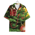 Xmas Tree Print Rayon Hawaiian Shirt