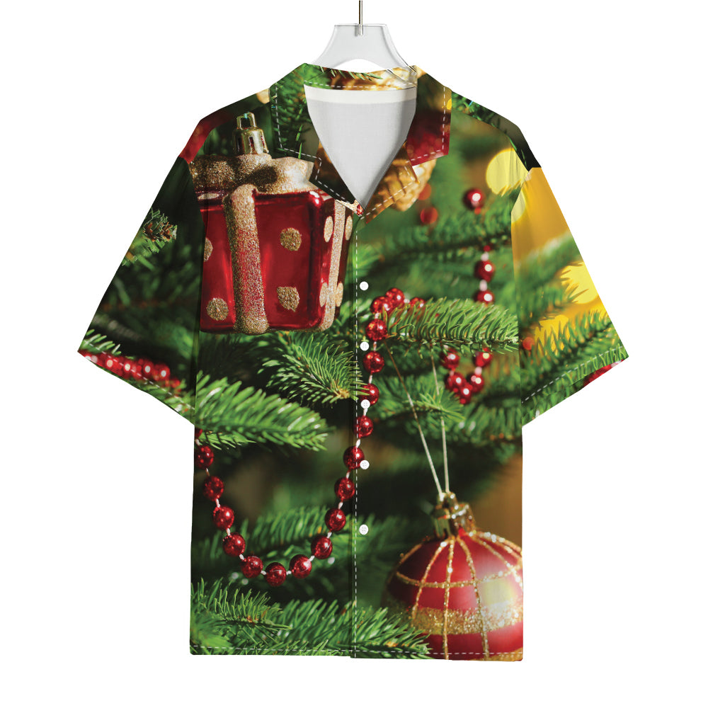 Xmas Tree Print Rayon Hawaiian Shirt