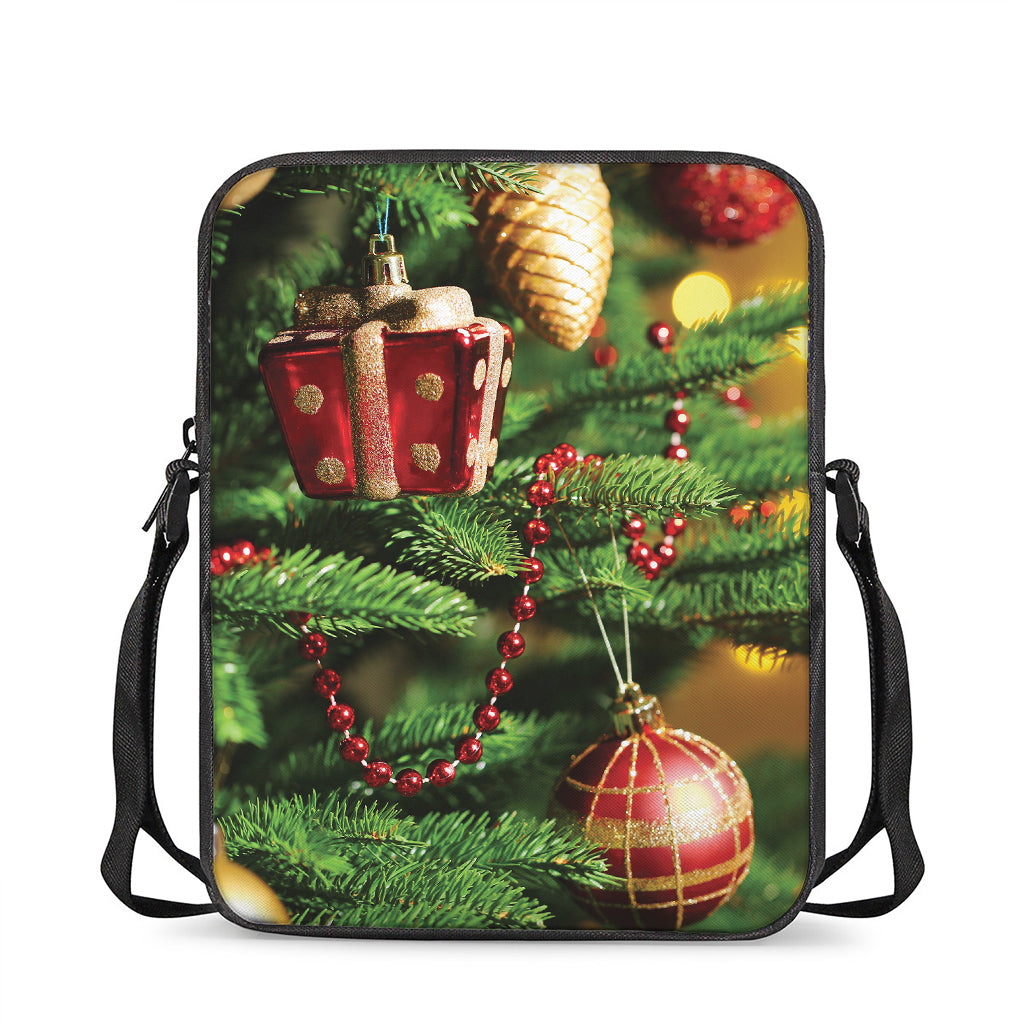 Xmas Tree Print Rectangular Crossbody Bag