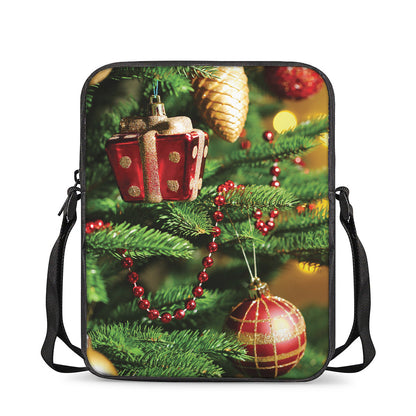 Xmas Tree Print Rectangular Crossbody Bag