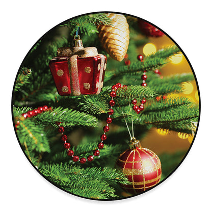 Xmas Tree Print Round Floor Mat