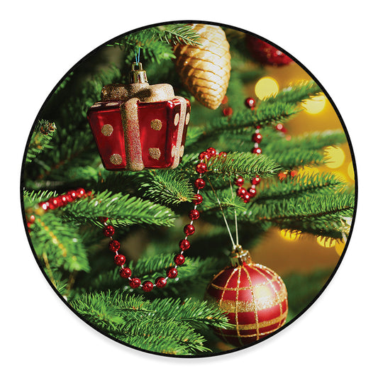 Xmas Tree Print Round Floor Mat