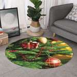 Xmas Tree Print Round Rug