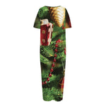 Xmas Tree Print Short Sleeve Long Nightdress