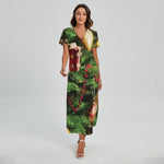 Xmas Tree Print Short Sleeve Maxi Dress
