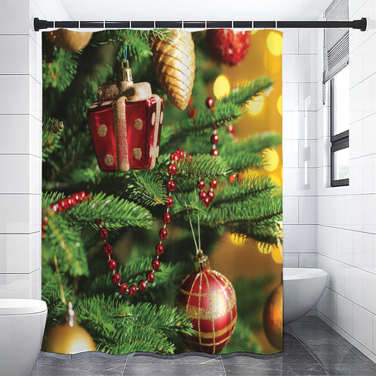 Xmas Tree Print Shower Curtain
