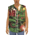 Xmas Tree Print Sleeveless Baseball Jersey