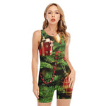 Xmas Tree Print Sleeveless One Piece Swimsuit