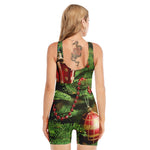 Xmas Tree Print Sleeveless One Piece Swimsuit