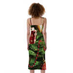 Xmas Tree Print Slim Fit Midi Cami Dress