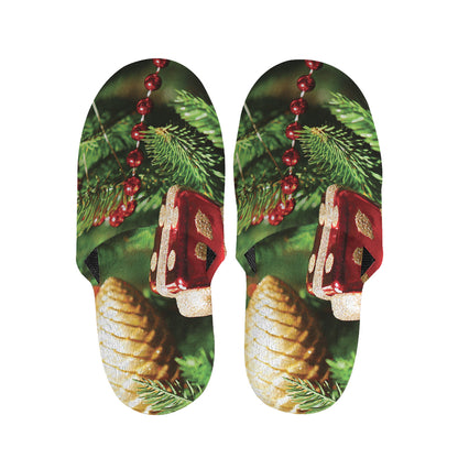 Xmas Tree Print Slippers