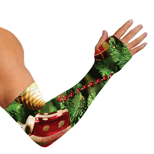 Xmas Tree Print Sun Protection Arm Sleeves