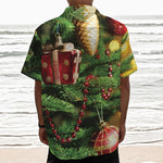 Xmas Tree Print Textured Short Sleeve Shirt