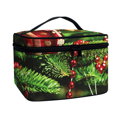Xmas Tree Print Travel Makeup Bag