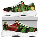 Xmas Tree Print White Chunky Shoes