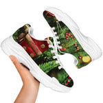 Xmas Tree Print White Chunky Shoes