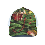 Xmas Tree Print White Mesh Trucker Cap