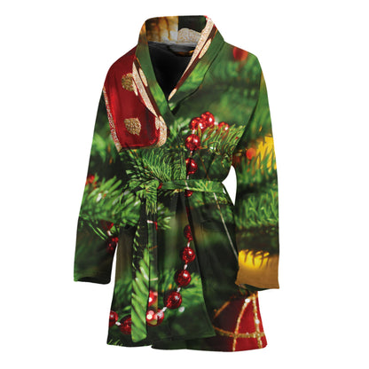 Xmas Tree Print Women's Bathrobe