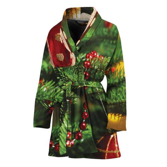 Xmas Tree Print Women's Bathrobe
