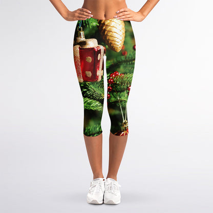 Xmas Tree Print Women's Capri Leggings