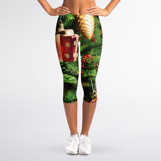 Xmas Tree Print Women's Capri Leggings