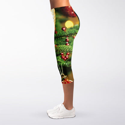 Xmas Tree Print Women's Capri Leggings
