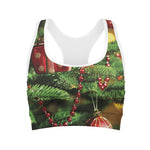 Xmas Tree Print Women's Sports Bra