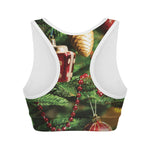 Xmas Tree Print Women's Sports Bra