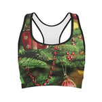 Xmas Tree Print Women's Sports Bra