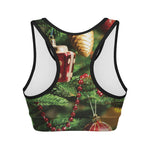 Xmas Tree Print Women's Sports Bra