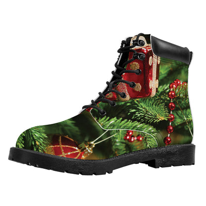 Xmas Tree Print Work Boots