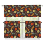 Yarn And Needle Pattern Print 3 Piece Kitchen Curtains