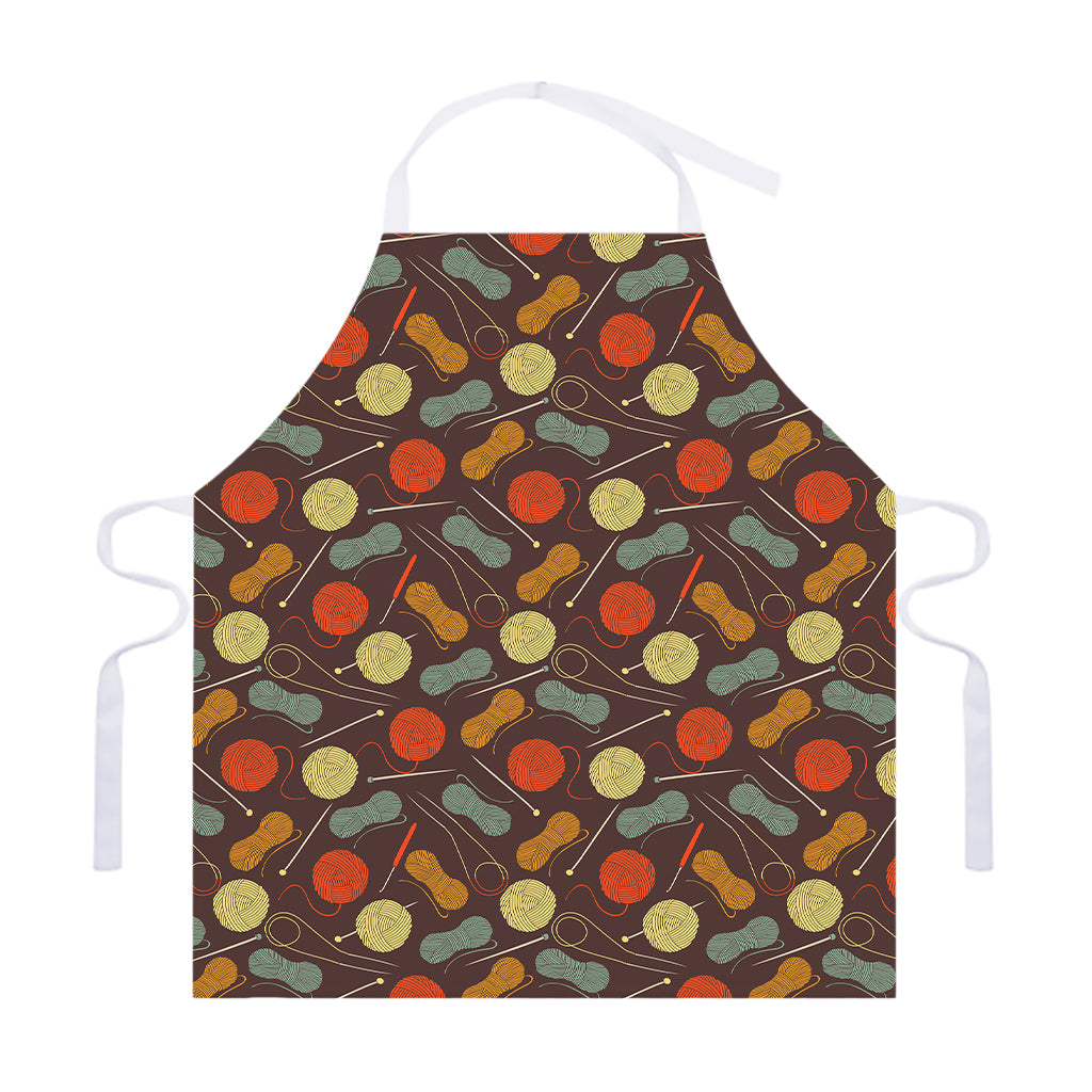 Yarn And Needle Pattern Print Adjustable Apron