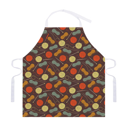 Yarn And Needle Pattern Print Adjustable Apron