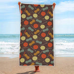 Yarn And Needle Pattern Print Beach Towel