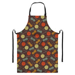 Yarn And Needle Pattern Print Bib Apron With Pocket