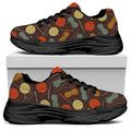 Yarn And Needle Pattern Print Black Chunky Shoes