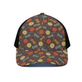 Yarn And Needle Pattern Print Black Mesh Trucker Hat
