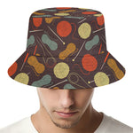 Yarn And Needle Pattern Print Bucket Hat
