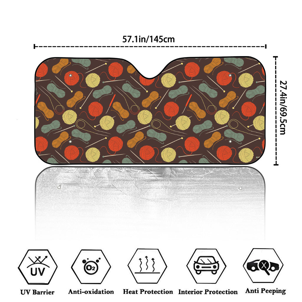 Yarn And Needle Pattern Print Car Windshield Sun Shade