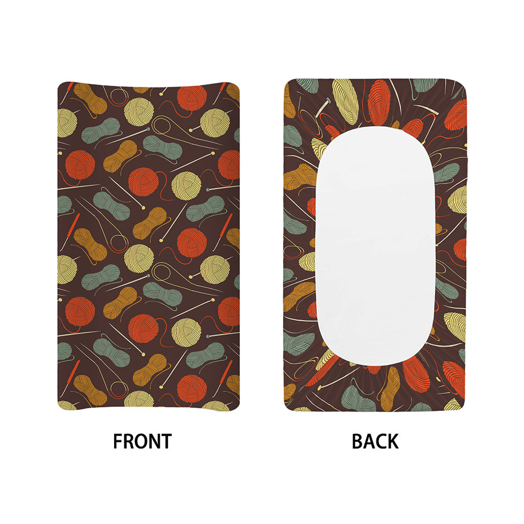 Yarn And Needle Pattern Print Changing Pad Cover