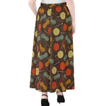 Yarn And Needle Pattern Print Chiffon Maxi Skirt