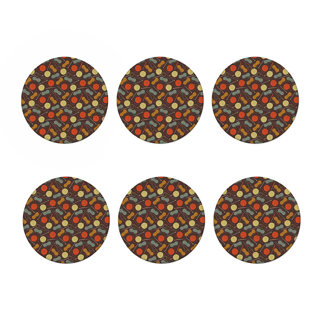 Yarn And Needle Pattern Print Coaster Set