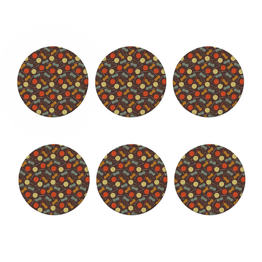 Yarn And Needle Pattern Print Coaster Set