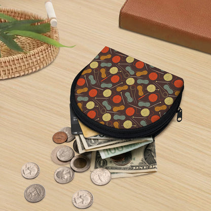 Yarn And Needle Pattern Print Coin Purse