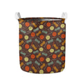 Yarn And Needle Pattern Print Collapsible Laundry Basket