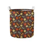 Yarn And Needle Pattern Print Collapsible Laundry Basket